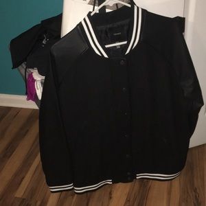 Fake leather varsity jacket